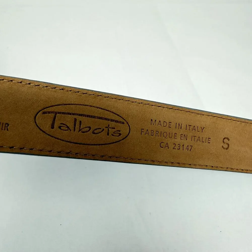 Talbots Made in Italy Blue Leather Belt Braided Buckle Size Small NWOT
